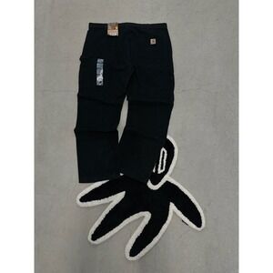 Carhartt B324 BLK Relaxed Fit Washed Twill Dungaree Black‎ Pants 42x32 NWT